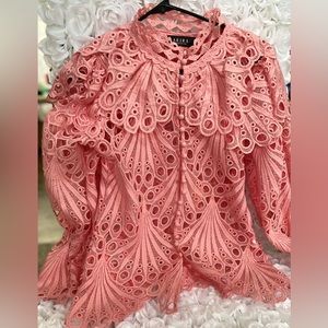 Akira L button down blouse pink